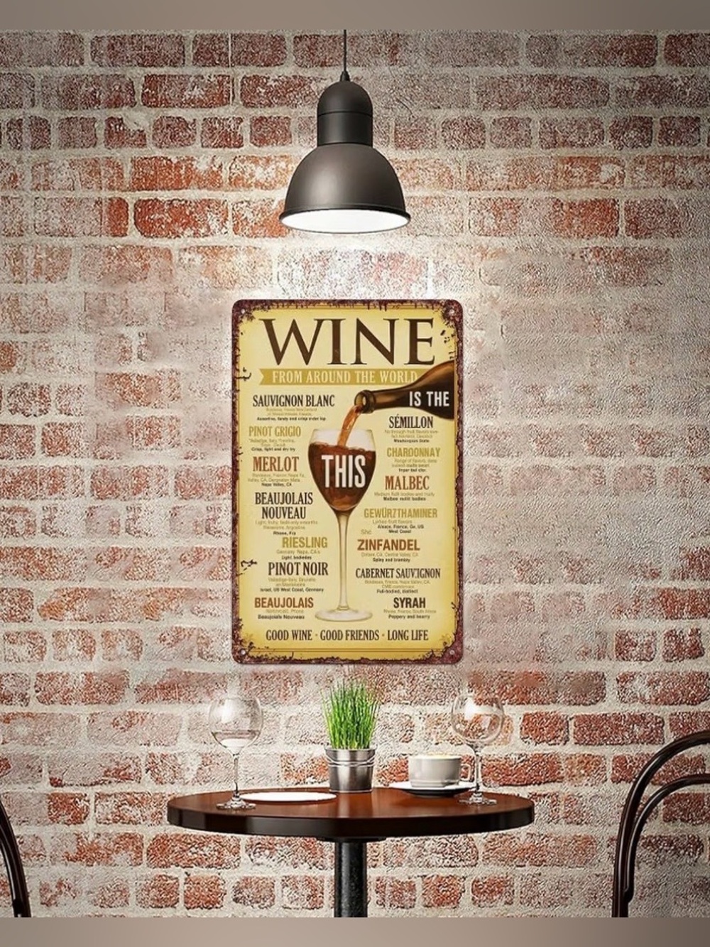 Wines of the World Wall Art: 12 x 8 Metal Sign